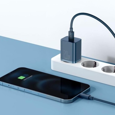 Incarcator retea Baseus Super Si, Quick Charge 20W, 1 x USB Type-C 5V/3A, albastru - Img 12