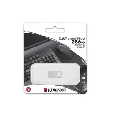 Memorie USB Flash Drive Kingston 256GB Data Traveler Micro, USB 3.2 Gen1, Metalic - Img 3