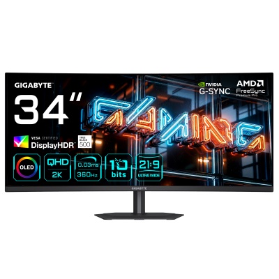Monitor Consumer GIGABYTE MO34WQC36, 34", 3440 x 1440 pixeli, Black