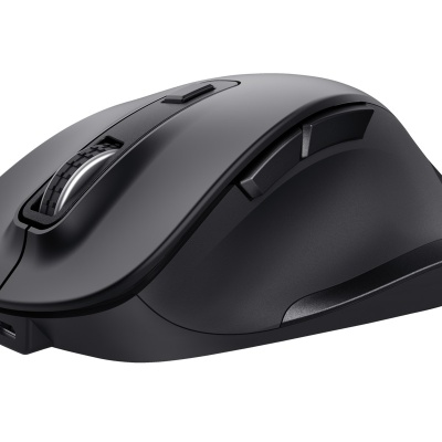 Mouse Trust Fyda ergonomic, reincarcabil, wireless RF 2.4GHz, USB2.0, 6 butoane, rezolutie 2400 DPI, negru - Img 2