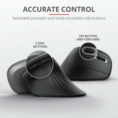 Mouse Trust Verro Ergonomic, Wireless, negru - Img 4