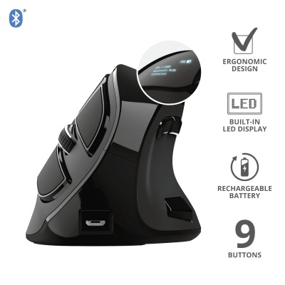 Mouse Trust Voxx, Rechargeable Ergonomic Wireless, negru - Img 5