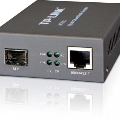 "Omada 10/100/1000 Mbps RJ45 to 1000 Mbps SFP Slot Supporting MiniGBIC Modules PORT: 1× Gigabit SFP Slot, 1× Gigabit RJ45 Port (Auto MDI/MDIX) SPEC: Chassis TL-MC1400 Rack-mountable"