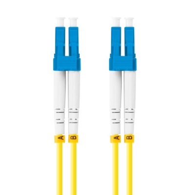 Patch cord fibră SM LC/UPC-LC/UPC duplex 5 m LSZH G657A1 3,0 mm galben
