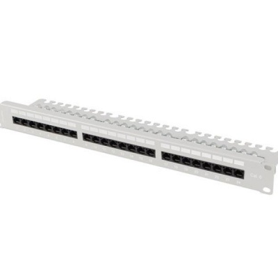 Patch panel 24 porturi 1U 19" Cat.6 UTP cu organizator cabluri, gri