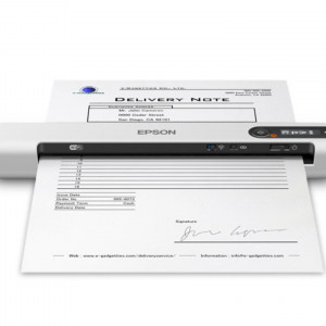 Scanner Epson DS-80W portabil, dimensiune A4, tip sheetfed, viteza scanare: 4 sec/pagina alb-negru si color, rezolutie optica 600x600dpi, , fiabilitate ciclu de lucru zilnic 300 pagini, formate ieşire : BMP, JPEG, TIFF, Scanare către multi TIFF, PDF,