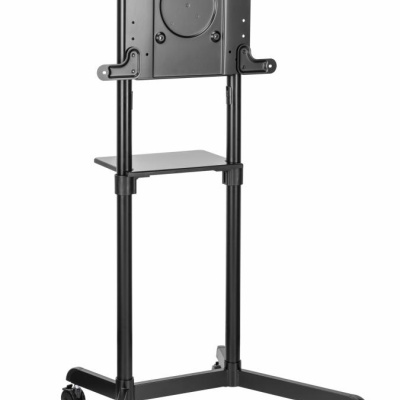 Stand TV mobil Serioux TV11-46TW, parti metalice: Cadru principal vertical, Brațele de prindere VESA, Placa de montaj TV, baza, fixarea se face cu ajutorul accesoriile incluse; dimensiuni: 920x702x1595mm, compatibilitate dimensiune ecran: 37"-70",