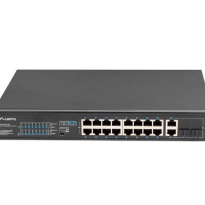 Switch 16x 100 Mb PoE+ / 2x 1 Gb / 1x SFP, rack 19", fara management, Gigabit Ethernet, 250W