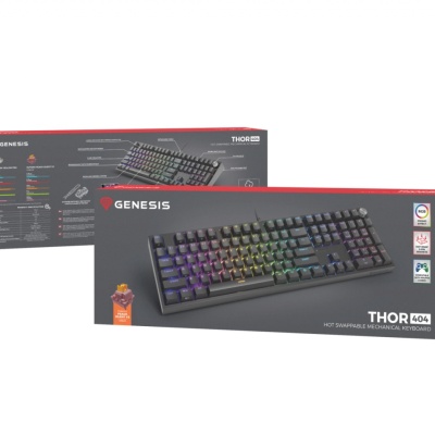 Tastatura gaming mecanica cu fir Genesis Thor 404 , iluminare RGB, switch-uri Peach, 107 taste, 11 butoane multimedia, negru - Img 7