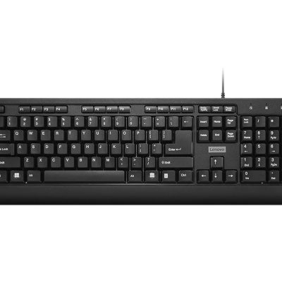 Tastatura Lenovo 160 Wired, Interfata tastatura: USB, Numar taste: 104, Lungime cablu: 1.5m, Culoare: Negru, Tehnoligie: Cu fir, Dimensiuni (mm): 447 x 25 x 152, Greutate: 524g, Garantie: 1 an
