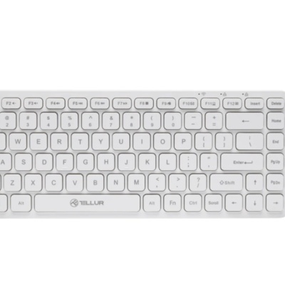 Tastatura wireless Tellur mini, numar tasete 84, dinmensiune 430 x 123 x 15 mm, alb
