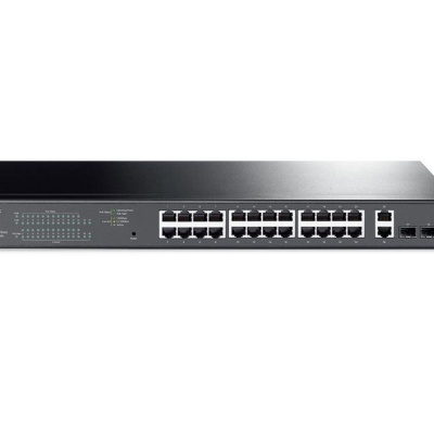 "28-Port Gigabit Easy Smart Switch with 24-Port PoE+ PORT: 24× Gigabit PoE+ Ports, 2× Gigabit Non-PoE Ports, 2× Gigabit SFP Slots SPEC: 802.3at/af, 250 W PoE Power, 1U 19-inch Rack-mountable Steel Case FEATURE: PoE Auto Recovery, MTU/Port/Tag-based