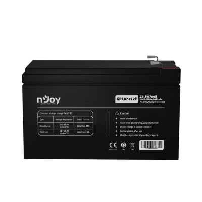 Acumulator nJoy GPL07122F 12V 22.72W/cell, Capacitate 22.72W/cell evaluat la 1,65V/cell@15 min), Tensiune 12V, Tip VRLA - fara mentenanta, Caracteristici: Sigilata complet si fara intretinere, Peste 260 de cicluri la 100% DOD, Utilizare standard 5-8 ani, - Img 2