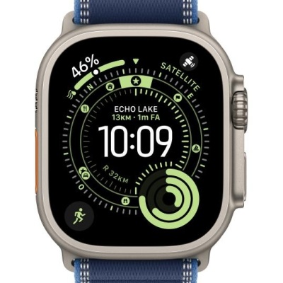 Apple Watch 49mm Blue/Bright Blue Trail Loop - M/L - Black Titanium Finish