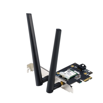 ASUS PCE-BE6500 Wifi Bluetooth 5.4, WI-FI 7, 2.4GHz / 5GHz / 6GHz, greutate: 51.6G, 2 x Antene externe, PCI-Express x 1.