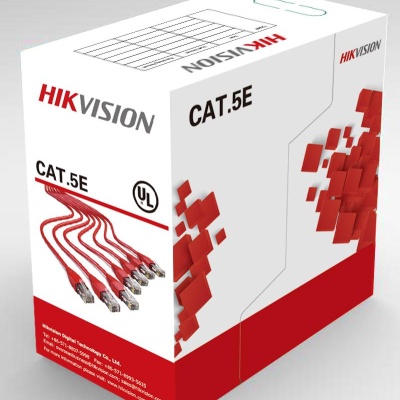 Cablu U/UTP cat. 5E Hikvision, DS-1LN5E-S, 24AWG, material cupru integral, ANSI/TIA-568-C.2 PVC, cutie 305 metri.