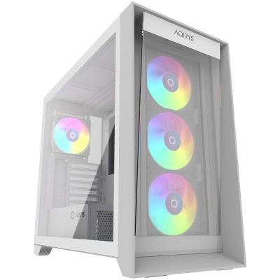 Carcasa AQIRYS XO-1 Mid Tower ARGB ALB, Tempered Glass, Sloturi Expansiune 7, Drive Bays: 3x3.5" 3x2.5", Ventilatoare Suportate: 14 (spate: 1x120mm, fata: 3x120mm sau 2x140mm, sus: 3x120mm sau 2x140mm, lateral: 3x120mm sau 2x140mm, jos: 1x120mm sau