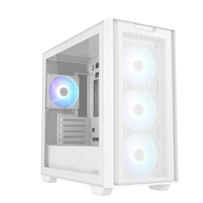 Carcasa ASUS A21 PLUS Mid Tower ARGB ALB, Tempered Glass, Sloturi Expansiune 5, Drive Bays: 2x3.5" sau 2x2.5" 1x2.5", Ventilatoare Suportate: 7 (spate: 1x120mm, fata: 3x120mm sau 2x140mm, sus: 3x120mm sau 2x140mm), Ventilatoare Incluse: 4 (spate: - Img 11