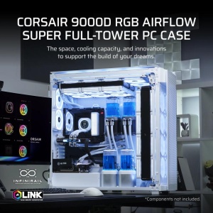 Carcasa CORSAIR 9000D AIRFLOW Super Full Tower RGB ALB, Tempered Glass, Sloturi Expansiune 8 orizontale sau 4 verticale+ verticale pentru placa de baza secundara, Drive Bays: 5x3.5" 6x2.5", Ventilatoare Suportate: 18 (spate: 2x120mm sau 1x140mm, fata: - Img 2