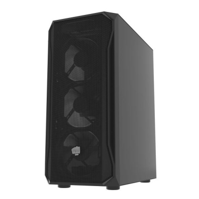 Carcasa FURY SHOBO SH4F Mid Tower NEGRU, Tempered Glass, Sloturi Expansiune 7, Drive Bays: 2x3.5" 2x2.5", Ventilatoare Suportate: 8 (spate: 1x120mm, fata: 3x120mm sau 3x140mm, sus: 2x120mm sau 1x140mm, jos: 2x120mm), Ventilatoare Incluse: 4 (4x120mm), - Img 3