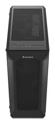 Carcasa GENESIS IRID 505 V2 Mid Tower NEGRU, Tempered Glass, Sloturi Expansiune 8, Drive Bays: 2x3.5" 7x2.5", Ventilatoare Suportate: 6 (spate: 1x120mm, fata: 3x120mm sau 2x140mm, sus: 2x120mm sau 2x140mm), Ventilatoare Incluse: 4 (2x120mm), Format Placa - Img 3