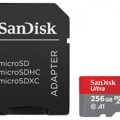 Card de Memorie MicroSDXC SanDisk, 256GB, UHS-I, Class 10, 80MB/s + Adaptor