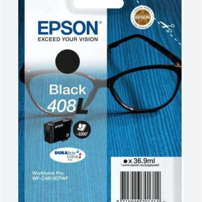 Cartus cerneala Epson 408l Ink Tank, Black, DURABrite Ultra ink,capacitate 36.9ml, 2.2k pagini, pentru WorkForce Pro WF-C4810DTWF.