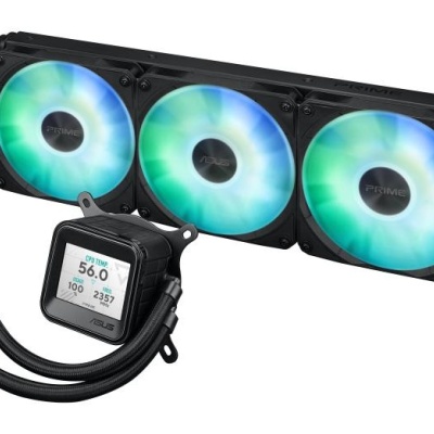 Cooler Procesor ASUS PRIME LC 360 LCD ARGB NEGRU, marime radiator 360mm, 3 ventilatoare ARGB, Viteza ventilatoare 2200 RPM +/- 10%, Suport AMD: AM4, AM5, suport INTEL: LGA 1851/115x/1200/1700, Airflow: 75.7 CFM, Nivel de zgomot ventilatoare: 37.6dBA - Img 8