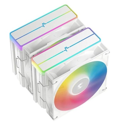 Cooler Procesor DEEPCOOL AG620 ARGB V2 ALB, marime heatsink 161x136x129mm, 2 ventilatoare ARGB, viteza ventilator 300-1950 RPM +/- 10%, Airflow: 67.88 CFM, Suport AMD: AM4/AM5, suport INTEL: LGA 1851/1700/1200/1151/1150/1155, nivel de zgomot: 29.4 dBA - Img 2