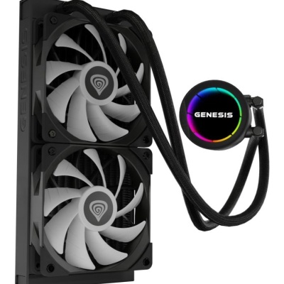Cooler Procesor GENESIS HYDRIA 240 ARGB NEGRU, dimensiune radiator 276x120x27mm, 2 ventilatoare ARGB, Viteza ventilatoare: 500-1550 RPM, Airflow ventilatoare: 80 CFM, Suport AMD: AM4/AM5, suport INTEL: LGA 1151/1156/1150/1200/1700/1851 - Img 9