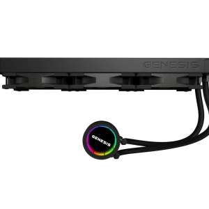 Cooler Procesor GENESIS HYDRIA 360 ARGB NEGRU, dimensiune radiator 397x120x27mm, 3 ventilatoare ARGB, Viteza ventilatoare: 500-1550 RPM, Airflow ventilatoare: 80 CFM, Suport AMD: AM4/AM5, suport INTEL: LGA 1151/1156/1150/1200/1700/1851 - Img 3