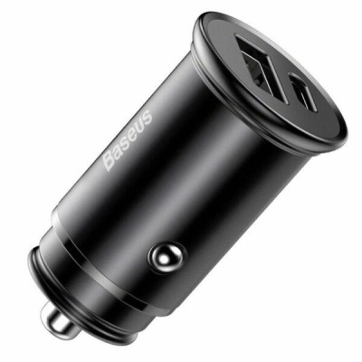 Incarcator auto Baseus Circular metal, 2 porturi USB iesire, pentru bricheta auto, negru