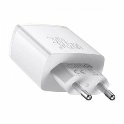 INCARCATOR retea Baseus Compact, Quick Charge 30W, 2 x USB 5V/3A, 1 x USB Type-C 5V/3A, alb - Img 6