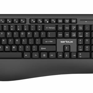 Kit tastatura + mouse Serioux NK9810WR, wireless 2.4GHz, US layout, multimedia, mouse optic 1200dpi, negru, USB, nano receiver