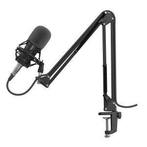 Microfon Genesis Radium 300 STUDIO XLR, tip electret condenser, model cardioid, suport fix, conectivitate Mini Jack 3.5 mm, XLR, , raspuns in frecventa 630 - 16000 Hz, sensibilitate -38 dB, lungime cablu 250 cm, negru