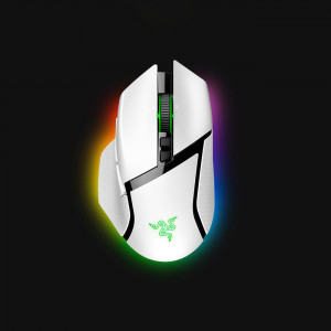 Mouse Razer cu fir Razer Basilisk V3 PRO, butoane programabile 10+1, Razer™ HyperScroll Tilt Wheel, 11 zone de iluminare Chroma RGB, alb