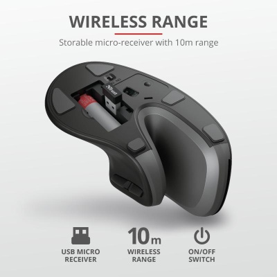 Mouse Trust Verro Ergonomic, Wireless, negru - Img 5