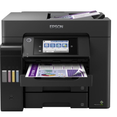 Multifunctional inkjet color CISS Epson L6570, dimensiune A4 (Printare, Copiere, Scanare, Fax), viteza 32 ppm alb-negru, 32ppm color, rezolutie 4800x1200 dpi, alimentare hartie 550 coli, scanner CIS rezolutie 1200x2400 dpi, DADF, fax memorie 550 pagini,