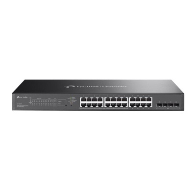 Omada 28-Port Gigabit Smart Switch with 16-Port PoE+ PORT: 24× Gigabit Ports (16×PoE+ and 8× Non-PoE), 4× Gigabit SFP Slots SPEC: 16× 802.3at/af, 150 W PoE Power, 1U 19-inch Rack-mountable Steel Case, Fanless FEATURE: Integration with Omada SDN
