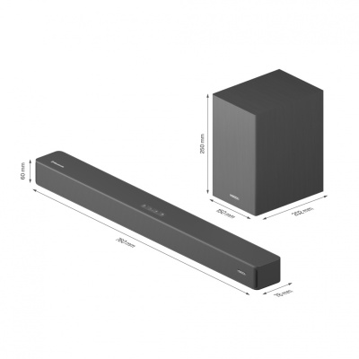 SOUNDBAR HORIZON HAV-S2630W / System 2.1 / Max Audio Power 110W (30W x2 + 50W) / Wireless Subwoofer / Digital Optical / AUX (3.5mm) / HDMI-ARC (CEC) / BT 5.4 / USB Playback / DOT-Matrix Display / Remote + Button Keys / Impedance: 4Ω x2 + 4Ω / Signal to - Img 8