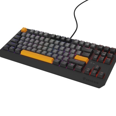 Tastatura gaming mecanica cu fir Genesis Thor 230 TKL, iluminare RGB, switch Linear, switch model Outemu Red, numar taste 87, 11 butoane multimedia, lungime cablu 1.6m, dimensiuni 363 x 155 x 39 mm, gri
