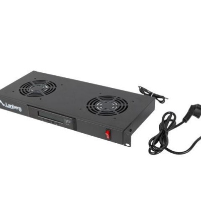 Unitate ventilare / panou ventilație cu LCD, 2 ventilatoare + termostat, 230V, negru