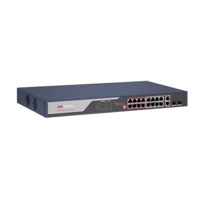 16 Port Fast Ethernet Unmanaged POE Switch Hikvision DS-3E0318P-E(C) Intelligent PoE management. Up to 300 m long range PoE transmission. Port isolation to improve network security. 6 KV surge protection to improve reliability in harsh environment. PoE - Img 2