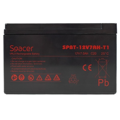 Acumulator UPS SPACER 12V/7Ah, negru - Img 2