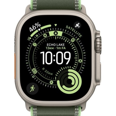 Apple Watch 49mm Green/Neon Trail Loop - S/M - Natural Titanium Finish