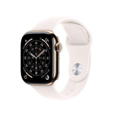 Apple Watch Series 11 GPS + Cellular 46mm Gold Titanium Case with Light Blush Sport Band - M/L
