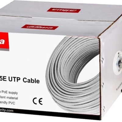 Cablu UTP CAT5E 305m; Alimentare PoE: maxim 160m, conductor: 0.45* 4P0.005mm; material: 99.9% OFC (Oxygen Free Copper); Dimensiuni: 360mmx360mmx220mm; Greutate: 8.6kg;
