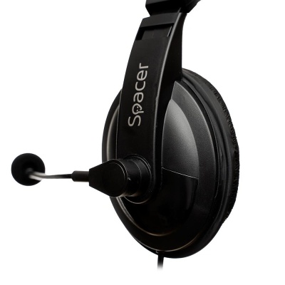 Casti cu micr. Spacer, cu fir, multimedia, 2x Jack 3.mm, microfon pe brat, driver 40mm, 20Hz-20000Hz, 2m, negru - Img 2