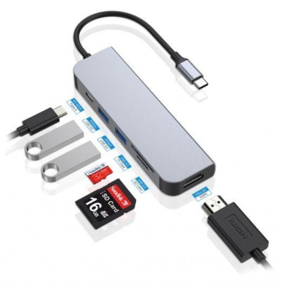 CONCEPTRONIC DONN02G 6-in-1 USB 3.2 Gen 1 Docking Station, USB 3.0 x 2, 60W USB PD, HDTV, SD, TF/MicroSD, 35.8 x 120 x 15 mm - Img 5