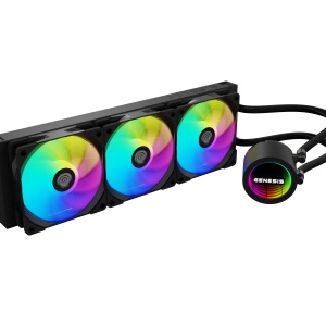 Cooler Procesor GENESIS HYDRIA 360 ARGB NEGRU, dimensiune radiator 397x120x27mm, 3 ventilatoare ARGB, Viteza ventilatoare: 500-1550 RPM, Airflow ventilatoare: 80 CFM, Suport AMD: AM4/AM5, suport INTEL: LGA 1151/1156/1150/1200/1700/1851 - Img 4